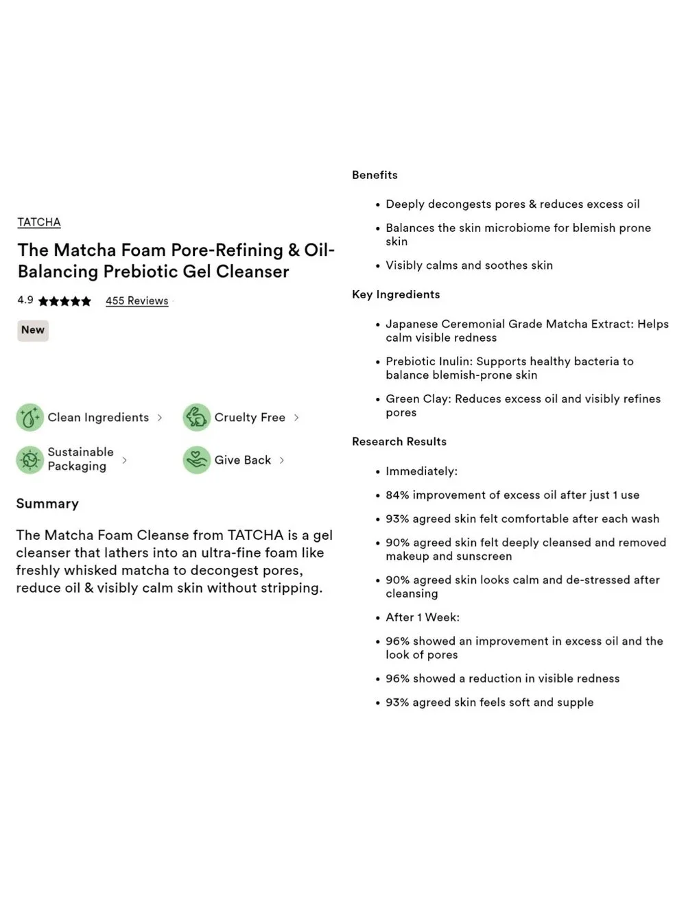 🎉2•$13/3•$18🎉 TATCHA The Matcha Foam Cleanse